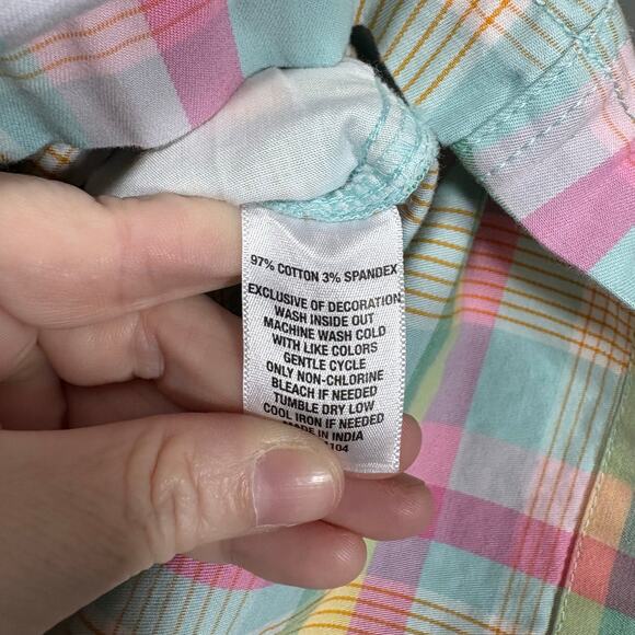 Crown & Ivy Pink & Blue Madras Plaid Preppy Shorts - 16W - Women's Plus Size - Picture 5 of 7